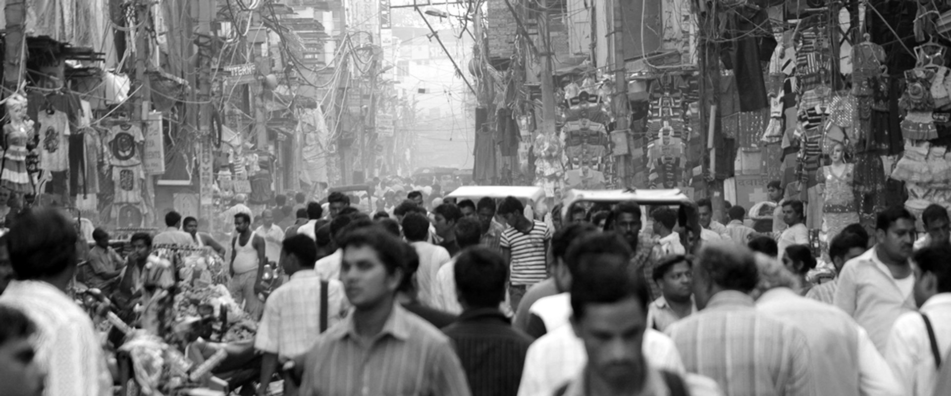 Black and white street scene
